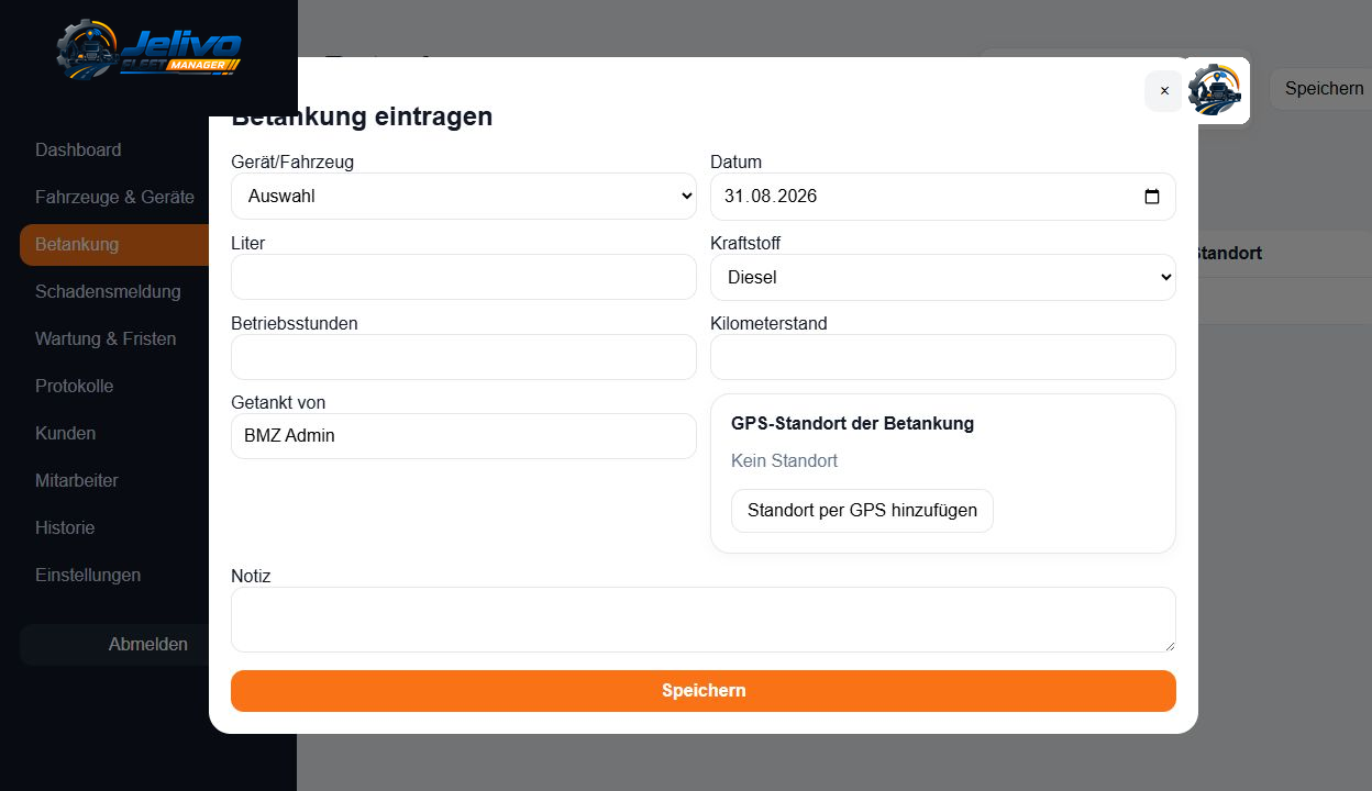 Betankung eintragen